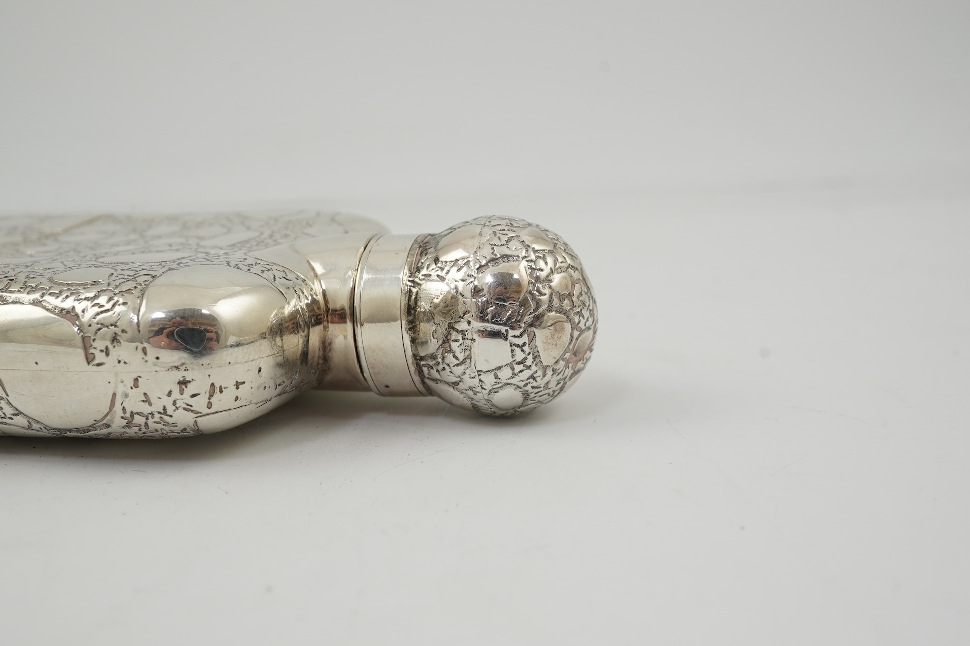 A late Victorian silver hip flask, maker George Heath?